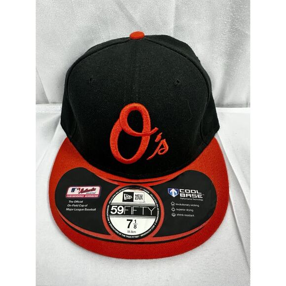 New Era Other - Baltimore Orioles MLB Black Hat/Cap Orange Bill New Era 59 Fifty Fitted 7 3/8